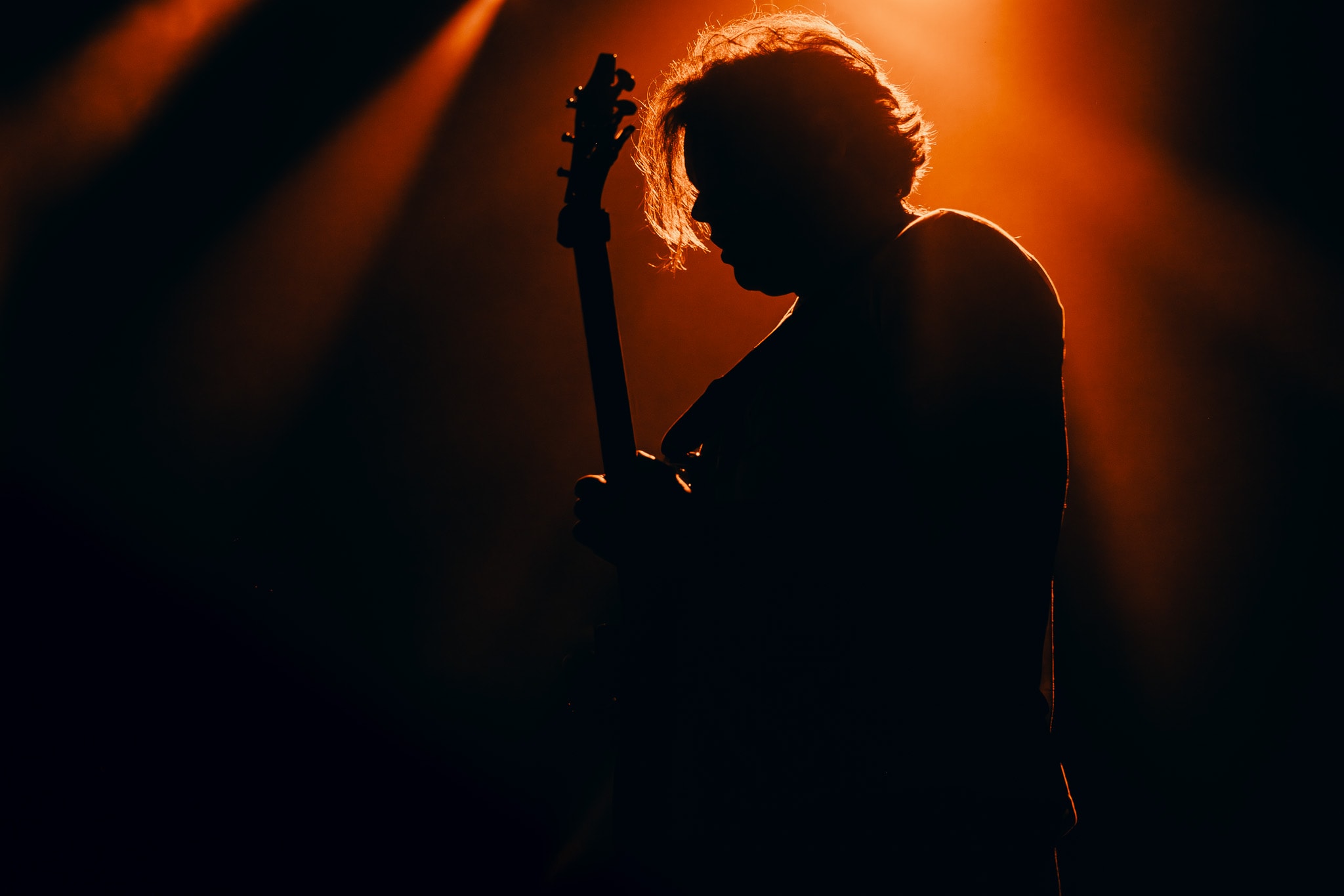 Musician performing on stage silhouette